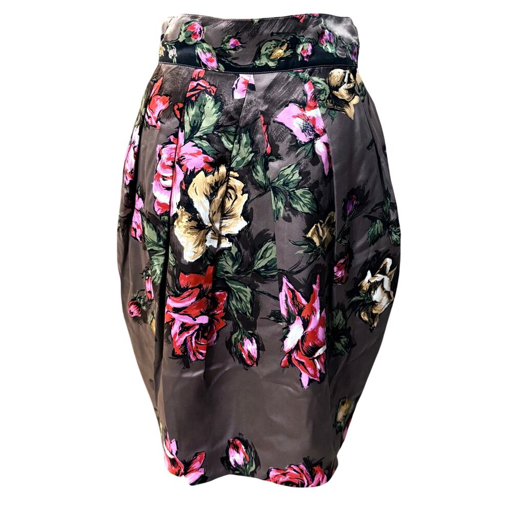 VTG Sportmax Silk Floral Tulip Pencil Skirt IT 44 / US 10 Designer Bubble Hem